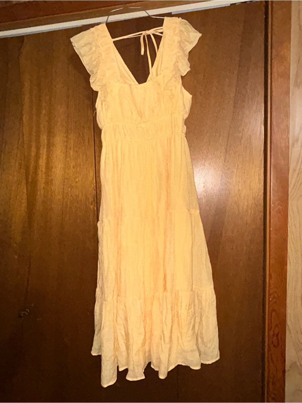 Light Yellow Ruffled Maxi Dress - Women